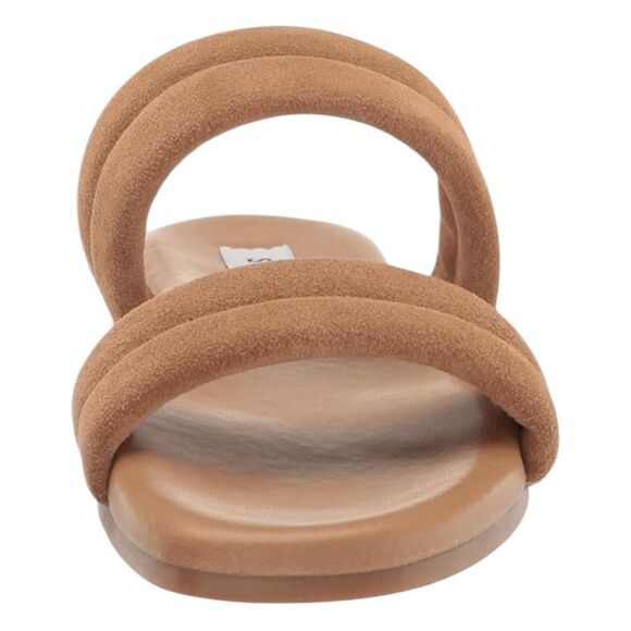 Steve Madden Wizen Sandal Tan Suede Textured Leather Slide Slip-On Flat 8‎ - Picture 4 of 10